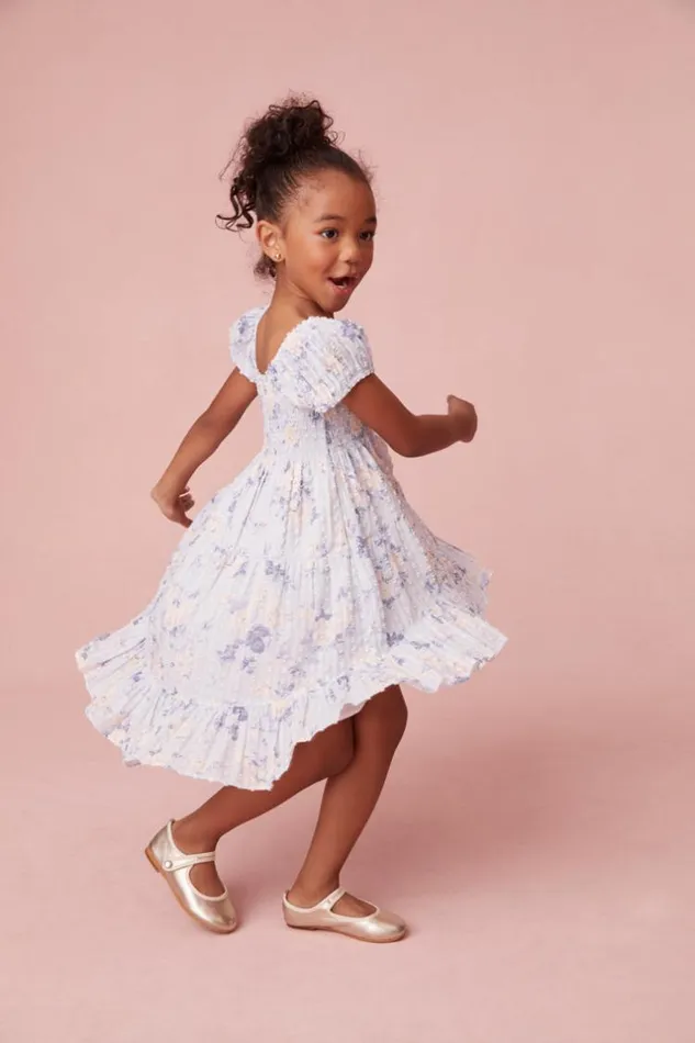 Girls and Baby Girls Muriella Flutter Sleeve Dress Whisper Blue LoveShackFancy Mommy and Me