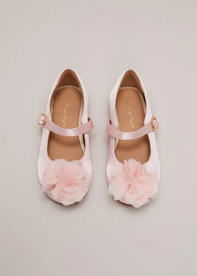 Girls Phase Eight Childrenswear Satin Flower Detail Shoes