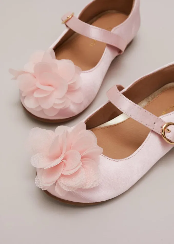 Girls Phase Eight Childrenswear Satin Flower Detail Shoes