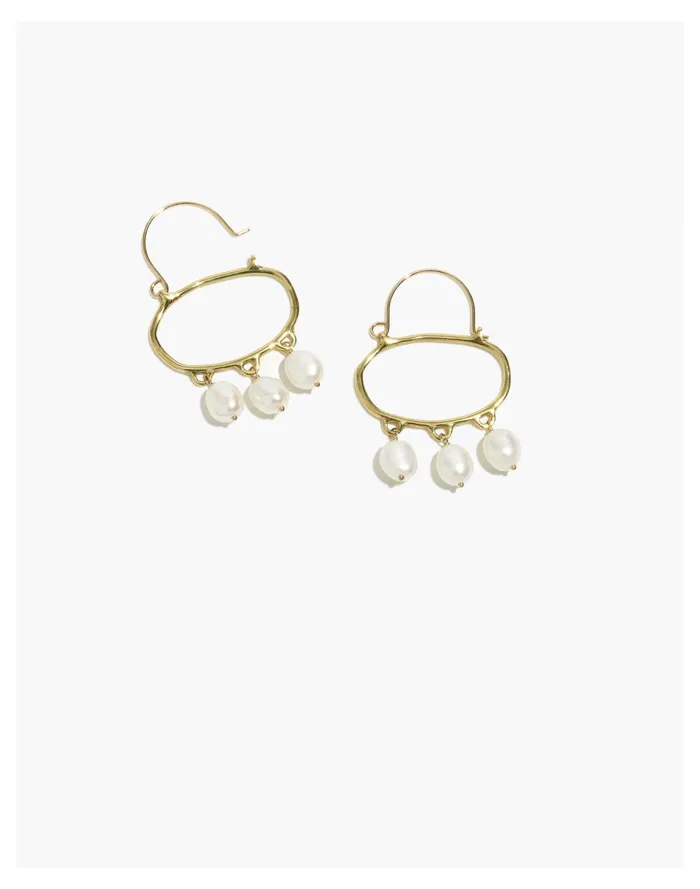 Goldeluxe Jewelry Penelope Pearl Earrings Brass Women Madewell Earrings