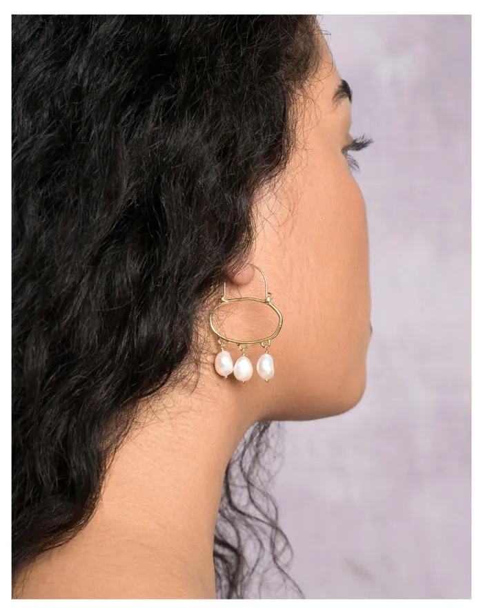 Goldeluxe Jewelry Penelope Pearl Earrings Brass Women Madewell Earrings