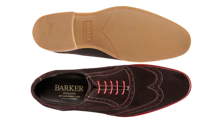 Grant 8211 Beluga Red Suede Mens Barker Shoes Mens Brogues