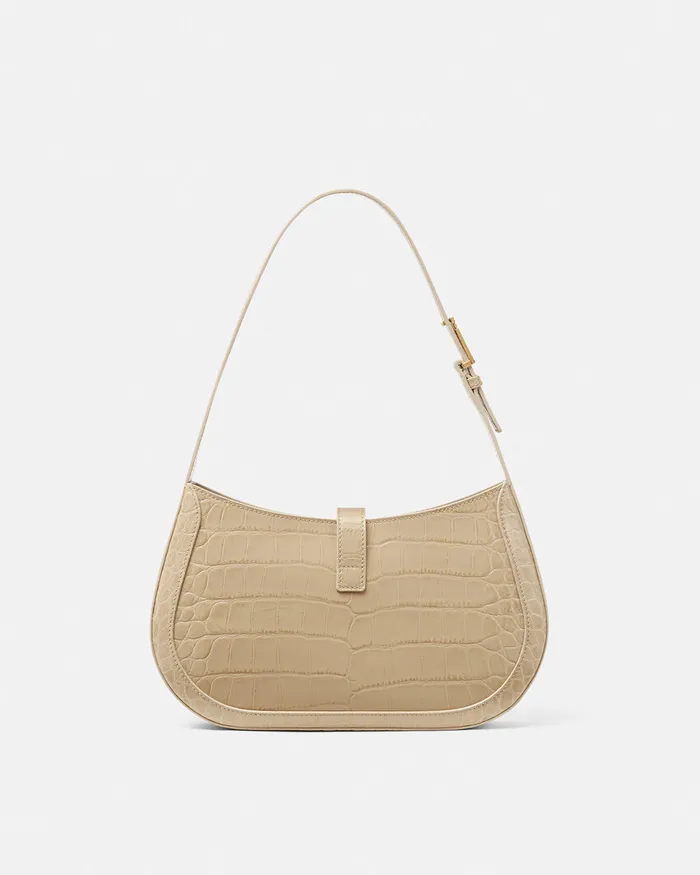 Greca Goddess Women Versace CrocEffect Greca Goddess Hobo Bag Beige