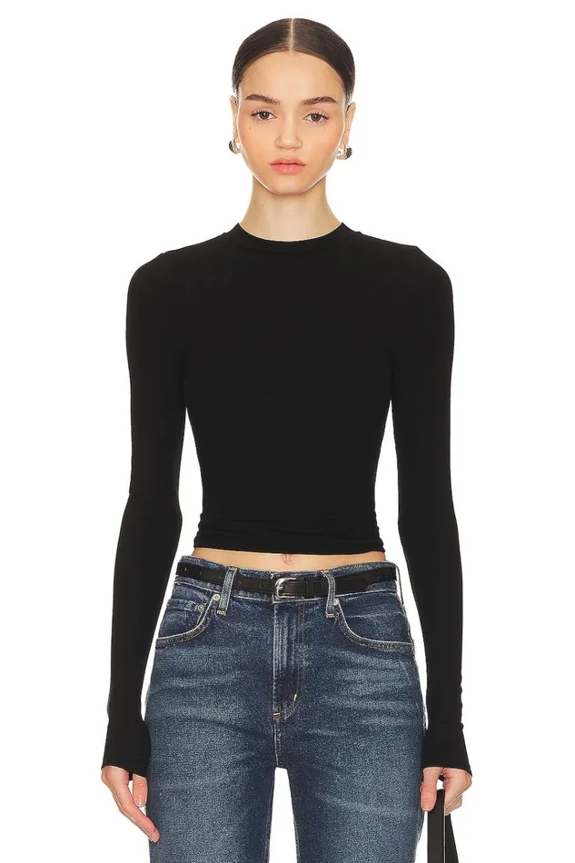 Hailey Long Sleeve Tee Black Women Lovers Friends Tops