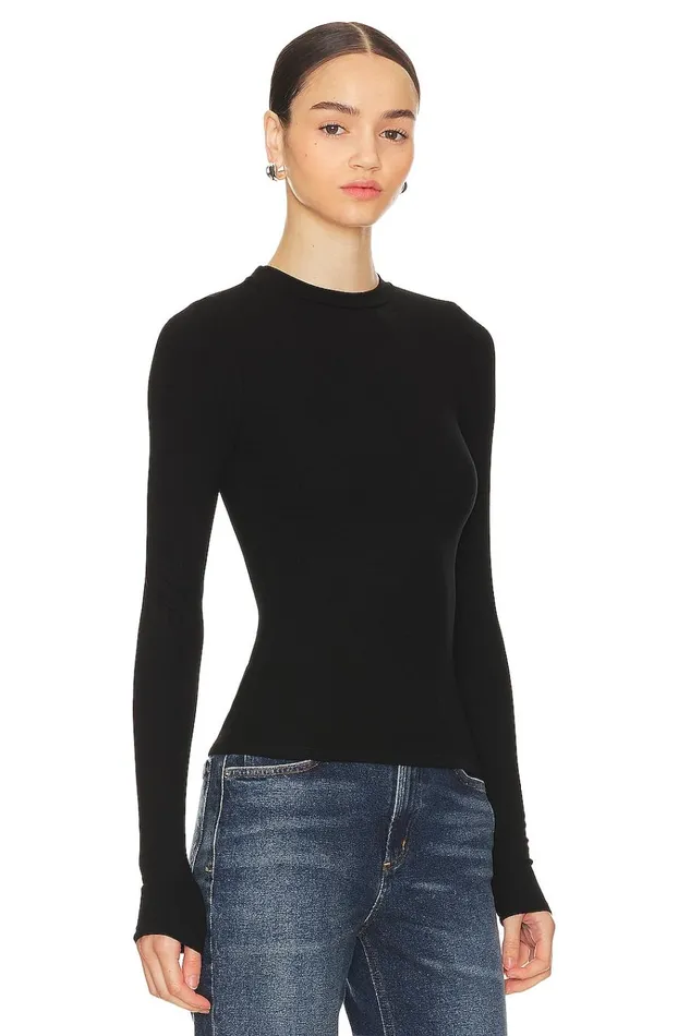 Hailey Long Sleeve Tee Black Women Lovers Friends Tops