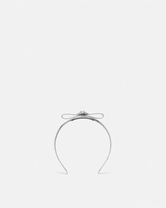 Hair Accessories Women Versace Gianni Ribbon Metallic Headband Silver