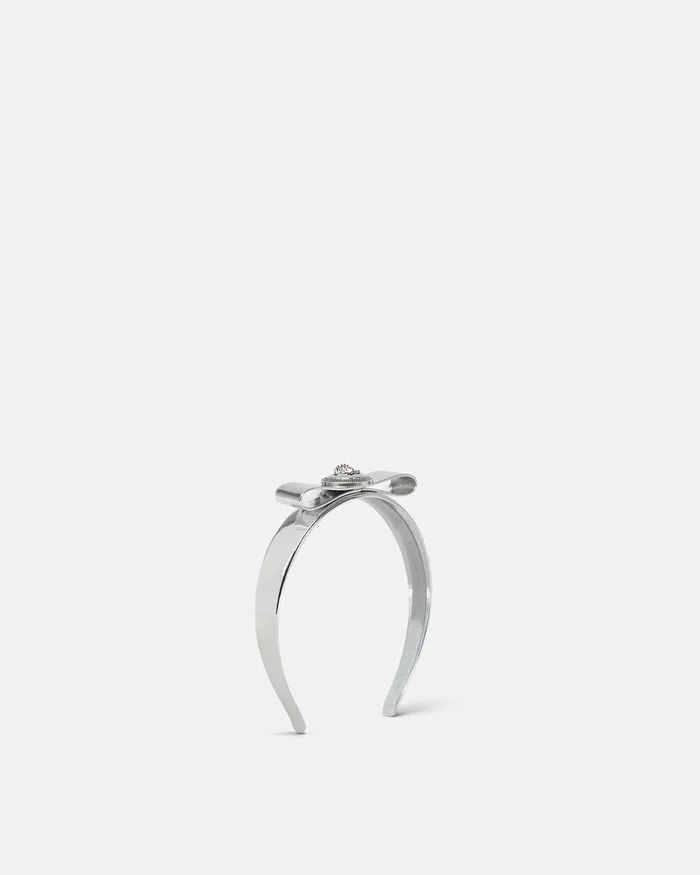 Hair Accessories Women Versace Gianni Ribbon Metallic Headband Silver