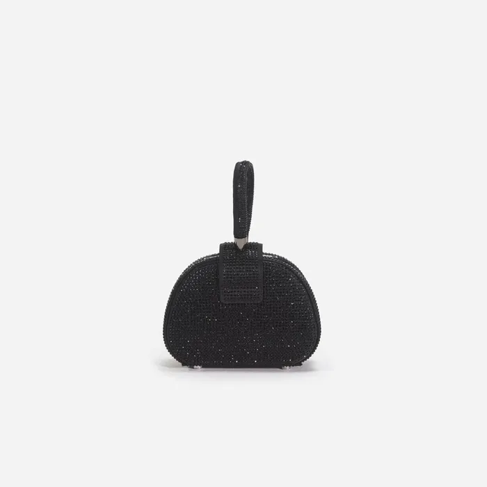 Handbags Women Self Portrait Black Rhinestone Top Handle Micro Bag Black