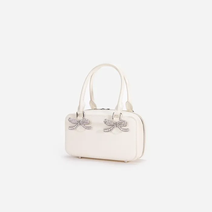 Handbags Women Self Portrait Cream Leather Mini Tote Bag Cream