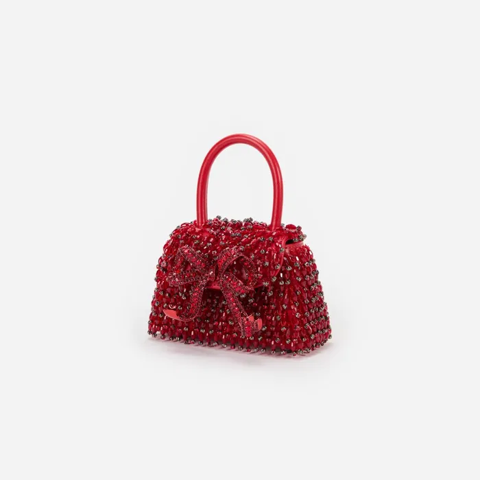 Handbags Women Self Portrait Red Embellished Micro Bow Bag