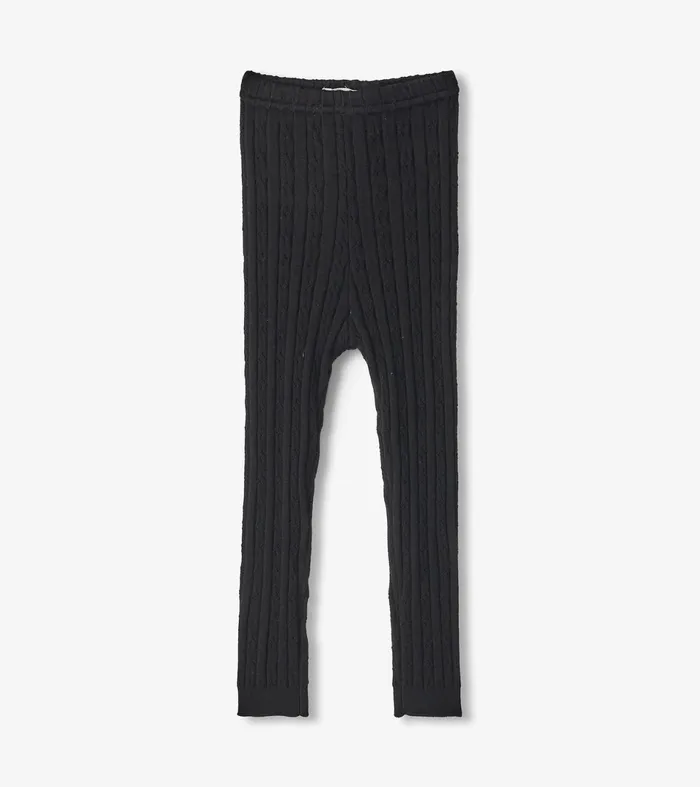 Hatley Bottoms Baby and Toddler Baby Girls Black Cable Knit Leggings