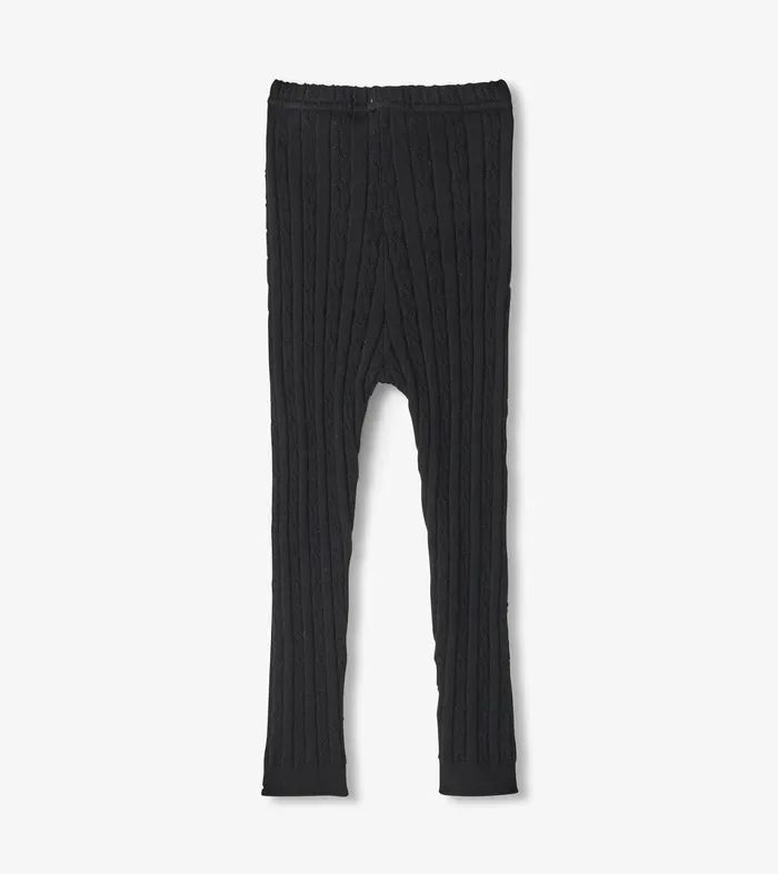 Hatley Bottoms Baby and Toddler Baby Girls Black Cable Knit Leggings