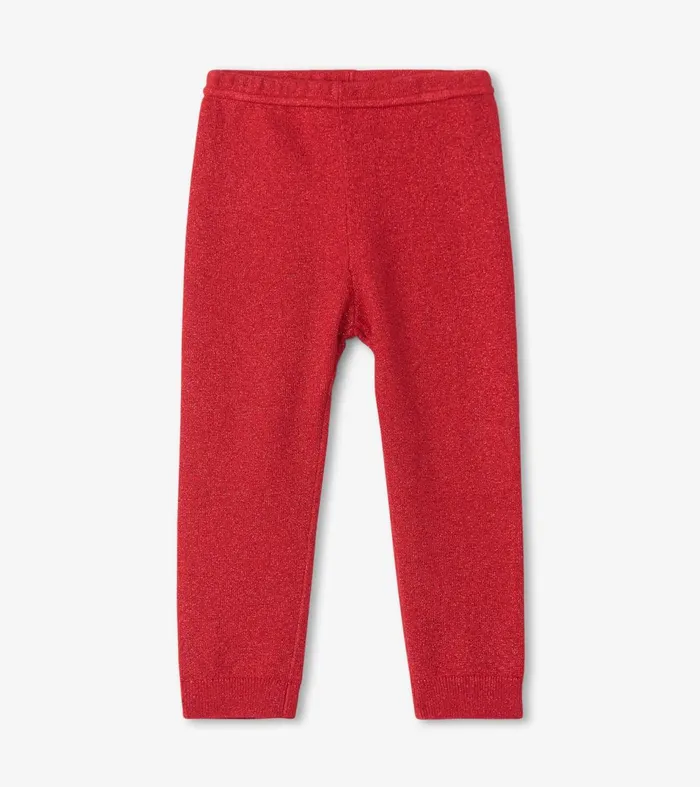 Hatley Bottoms Baby and Toddler Baby Red Shimmer Cable Knit Leggings