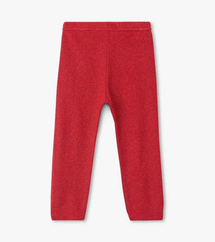 Hatley Bottoms Baby and Toddler Baby Red Shimmer Cable Knit Leggings