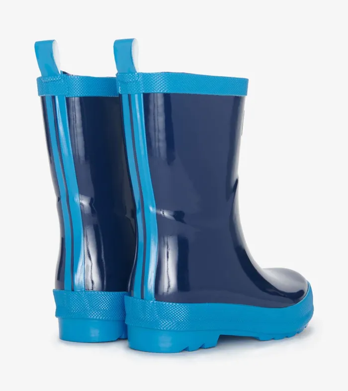 Hatley Rainwear Boys Navy Shiny Rain Boots