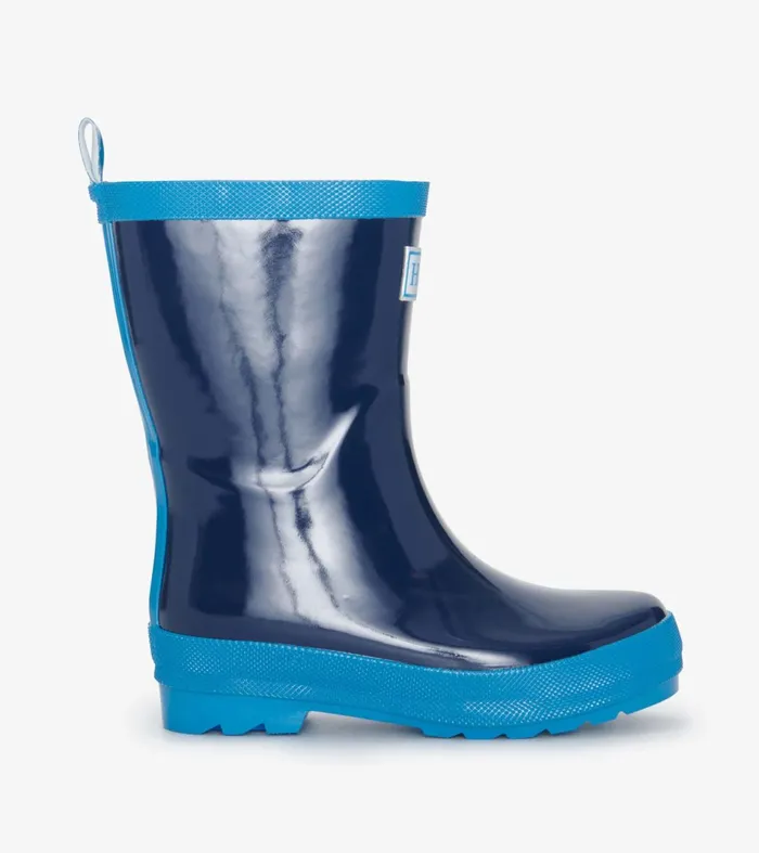 Hatley Rainwear Boys Navy Shiny Rain Boots
