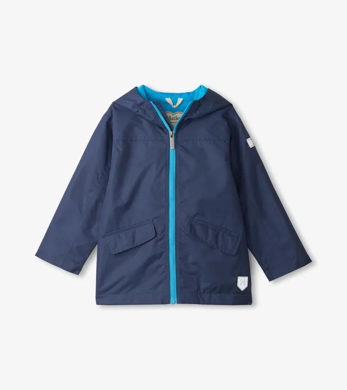 Hatley Rainwear GirlsBoys Navy ZipUp Lightweight Rain Jacket