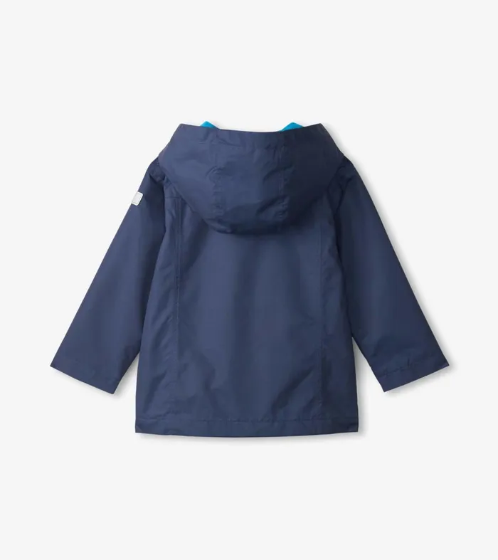 Hatley Rainwear GirlsBoys Navy ZipUp Lightweight Rain Jacket