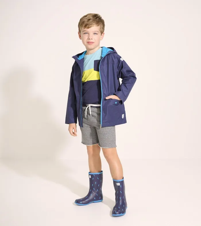 Hatley Rainwear GirlsBoys Navy ZipUp Lightweight Rain Jacket