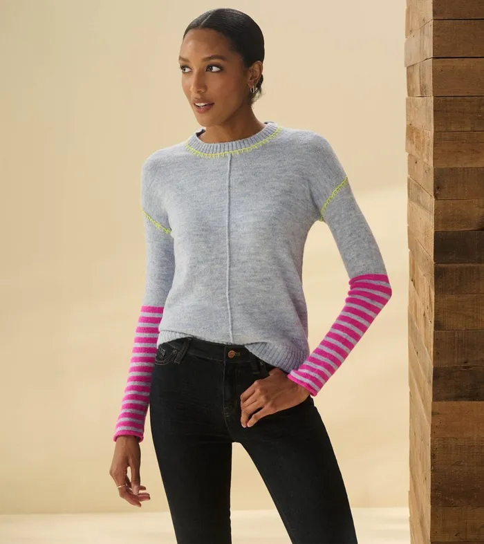 Hatley Sweaters Women Avery Sweater 8211 Hot Pink Stripes