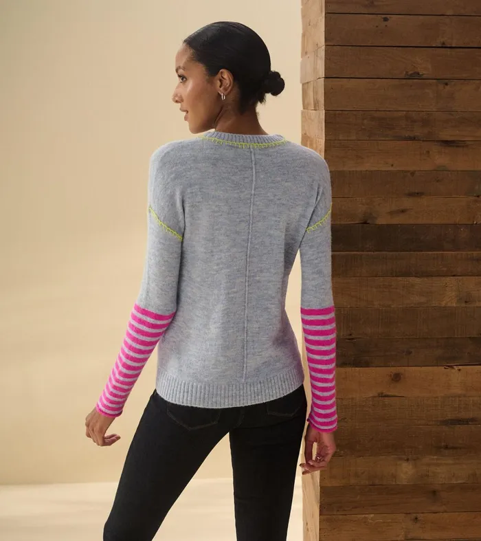 Hatley Sweaters Women Avery Sweater 8211 Hot Pink Stripes