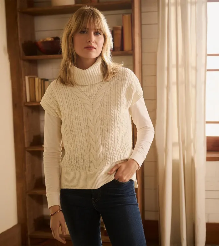 Hatley Sweaters Women Cable Knit Vest 8211 Winter White