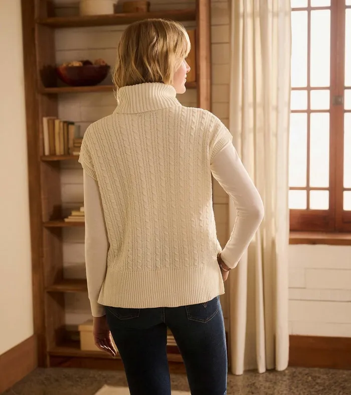 Hatley Sweaters Women Cable Knit Vest 8211 Winter White