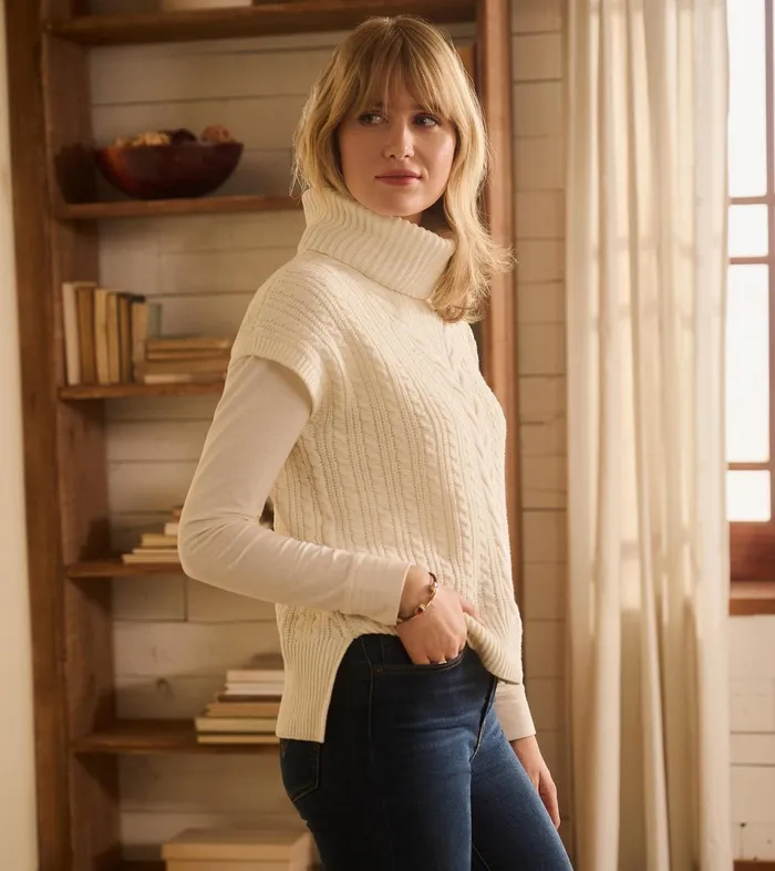Hatley Sweaters Women Cable Knit Vest 8211 Winter White
