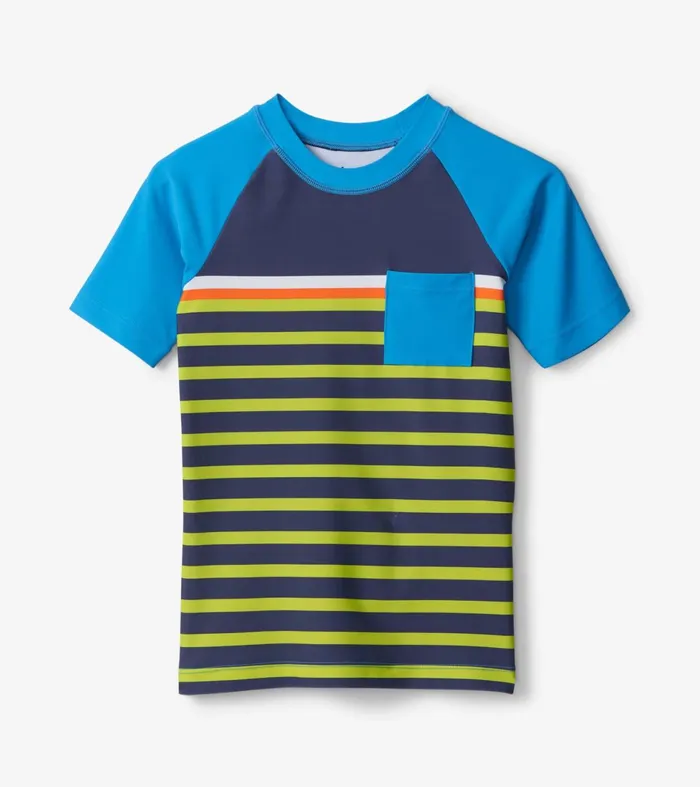 Hatley Swimwear Boys Fish Stripes Short Sleeve Rashguard