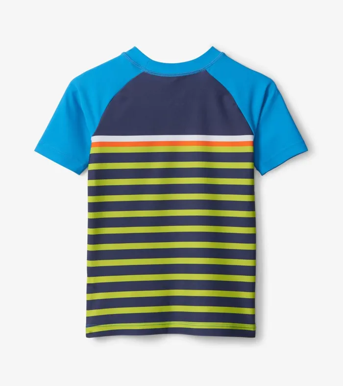 Hatley Swimwear Boys Fish Stripes Short Sleeve Rashguard
