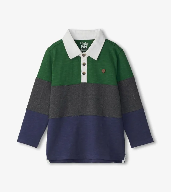 Hatley Tops Boys Boys Preppy Panelled Long Sleeve Polo Shirt