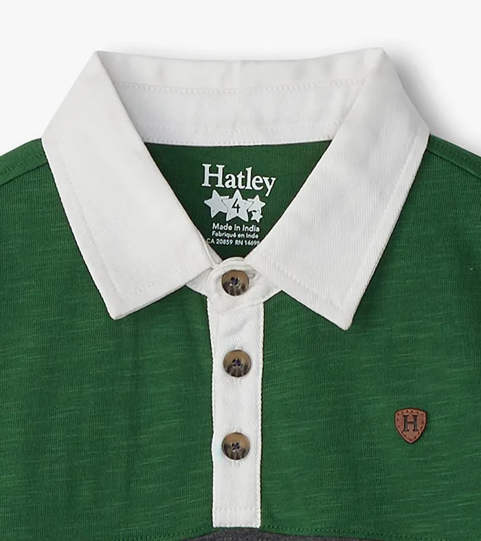 Hatley Tops Boys Boys Preppy Panelled Long Sleeve Polo Shirt