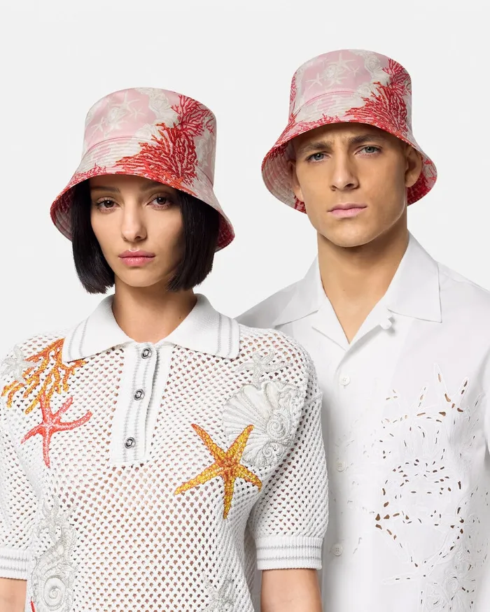 Hats and Caps WomenMen Versace Barocco Sea Bucket Hat Pinkprint