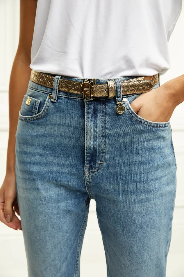 HC Classic Slim Belt Champagne Croc Women Holland Cooper Belts HC Classic Slim Belt Champagne Croc Women Holland Cooper Belts