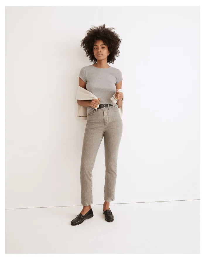 Heathered Brightside Tee Hthr Graphite Women Madewell Tees