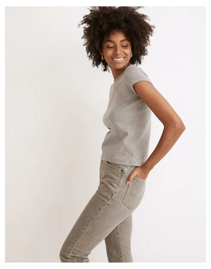 Heathered Brightside Tee Hthr Graphite Women Madewell Tees