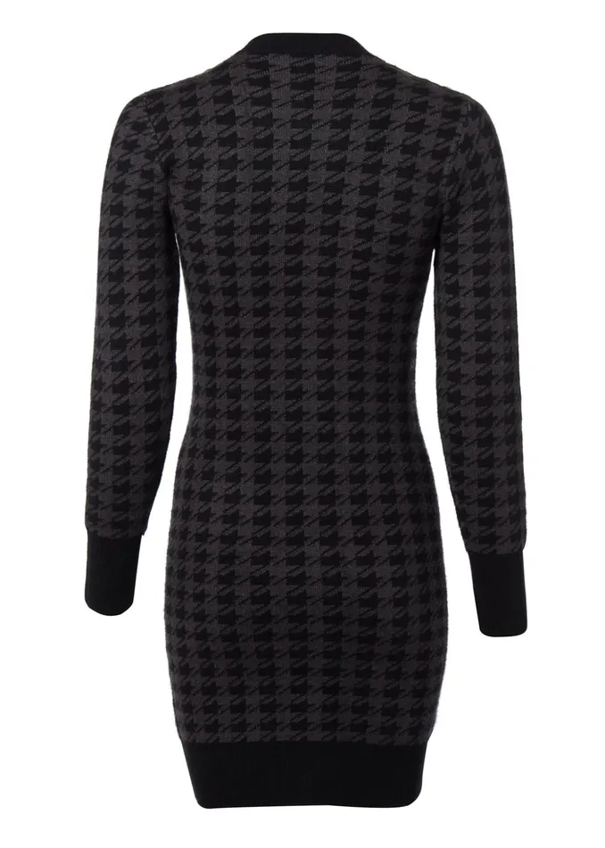 Hepburn Mini Dress Grey Houndstooth Women Holland Cooper Knitwear