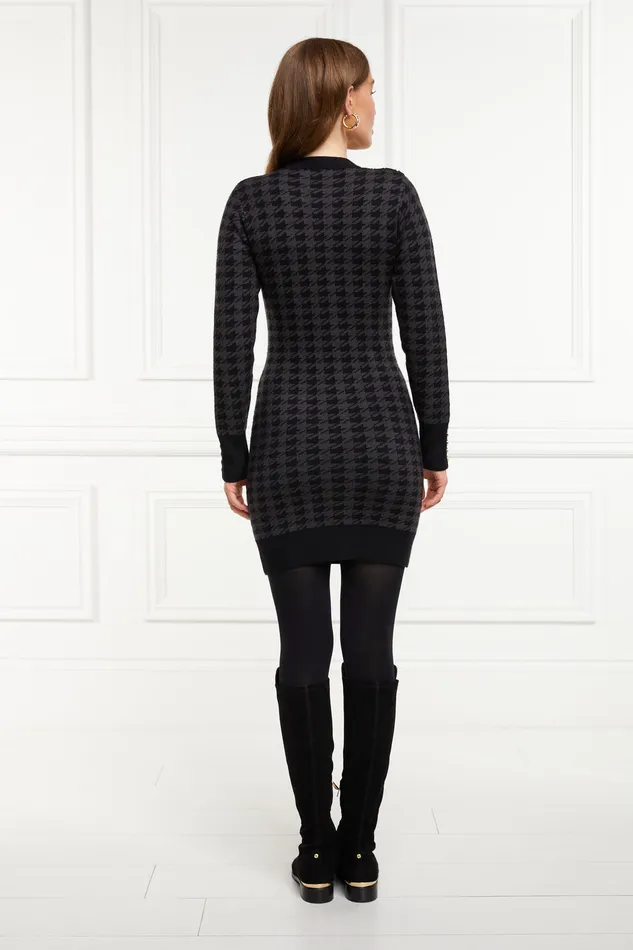 Hepburn Mini Dress Grey Houndstooth Women Holland Cooper Knitwear
