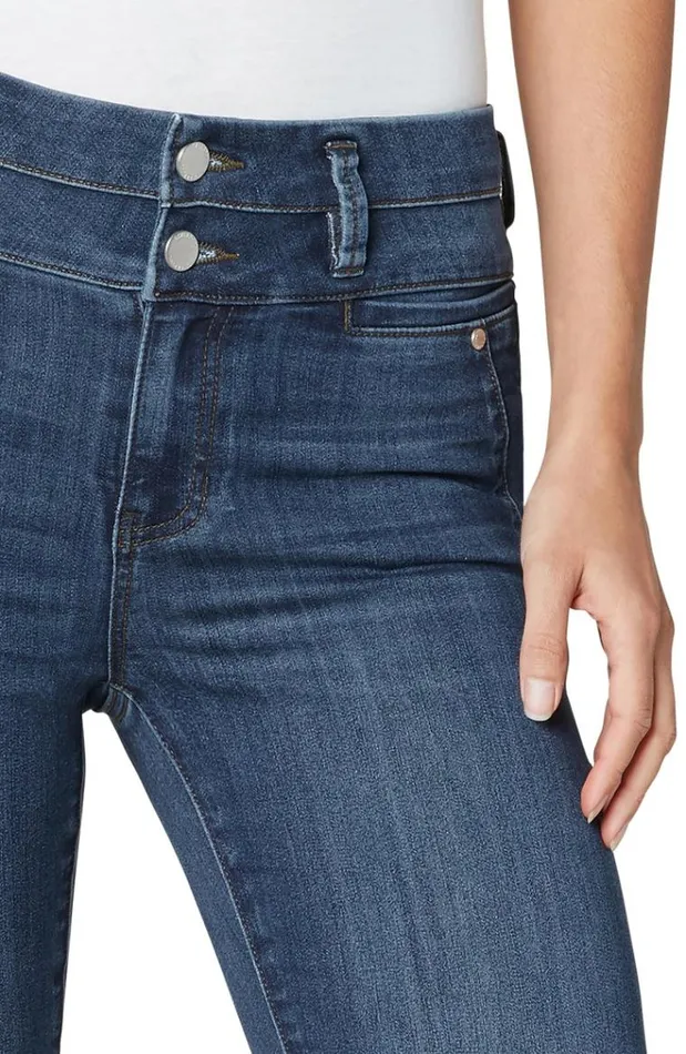 HiRise Women Liverpool Los Angeles HiRise Double Waistband Ankle Skinny Fray Hem Rampart