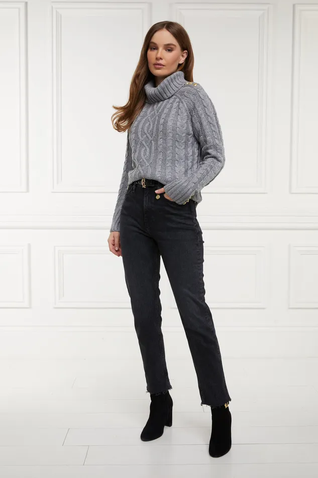 High Rise Slim Jean Washed Black Women Holland Cooper Jeans