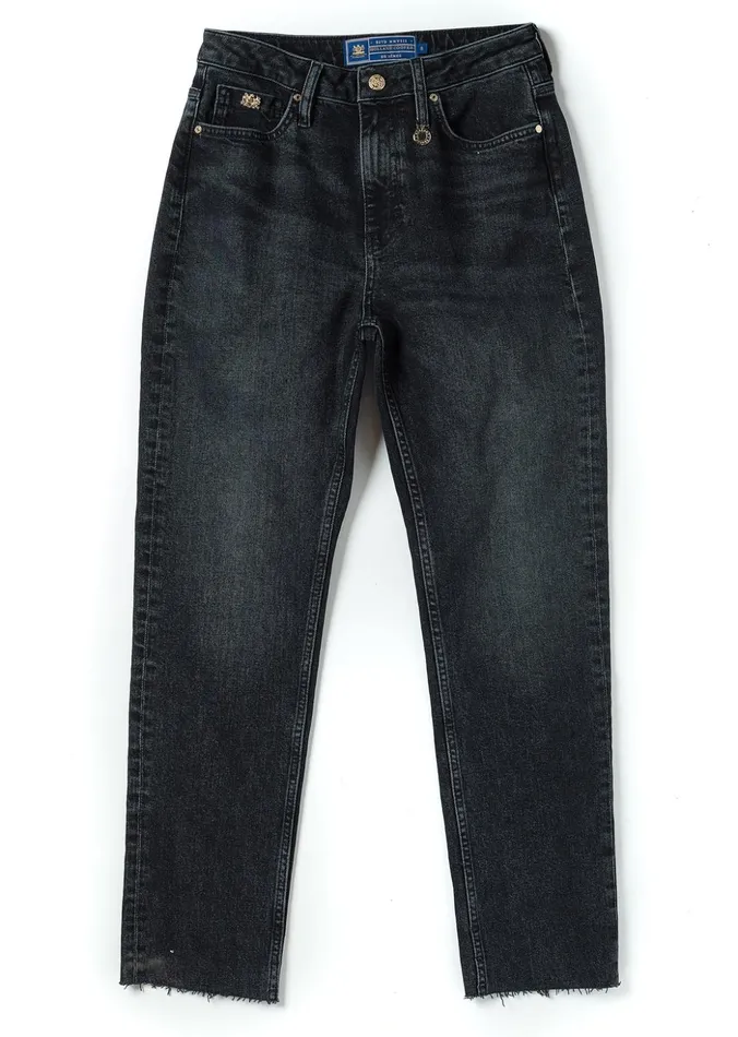 High Rise Slim Jean Washed Black Women Holland Cooper Jeans
