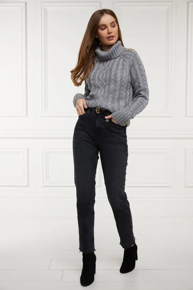 High Rise Slim Jean Washed Black Women Holland Cooper Jeans