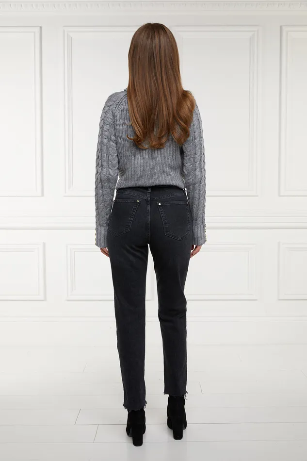 High Rise Slim Jean Washed Black Women Holland Cooper Jeans