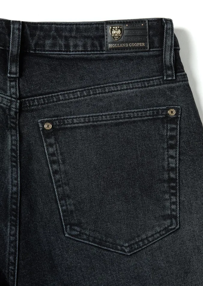 High Rise Slim Jean Washed Black Women Holland Cooper Jeans