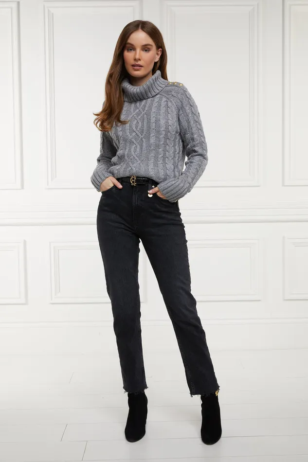 High Rise Slim Jean Washed Black Women Holland Cooper Jeans