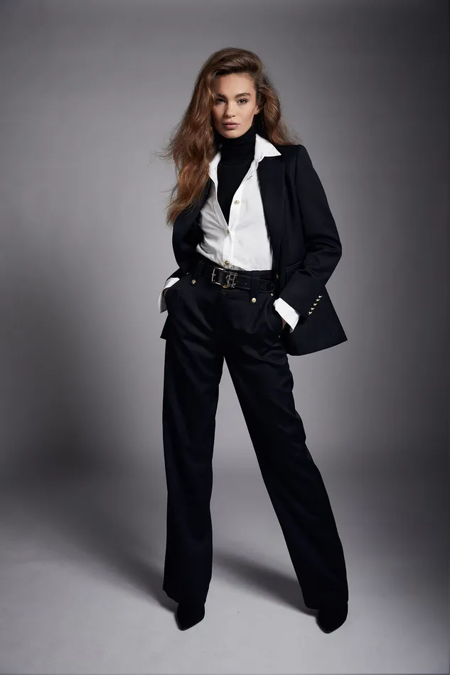 High Waisted Straight Trouser Black Barathea Women Holland Cooper Trousers