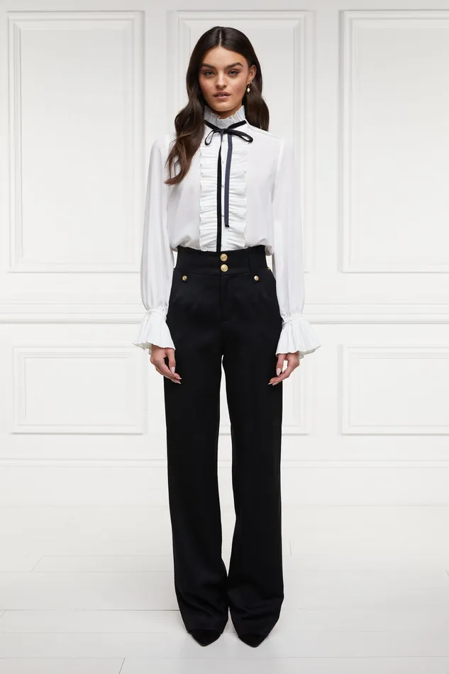 High Waisted Straight Trouser Black Barathea Women Holland Cooper Trousers High Waisted Straight Trouser Black Barathea Women Holland Cooper Trousers