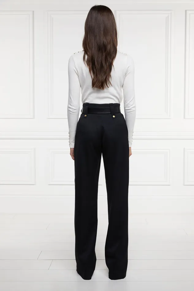 High Waisted Straight Trouser Black Barathea Women Holland Cooper Trousers High Waisted Straight Trouser Black Barathea Women Holland Cooper Trousers
