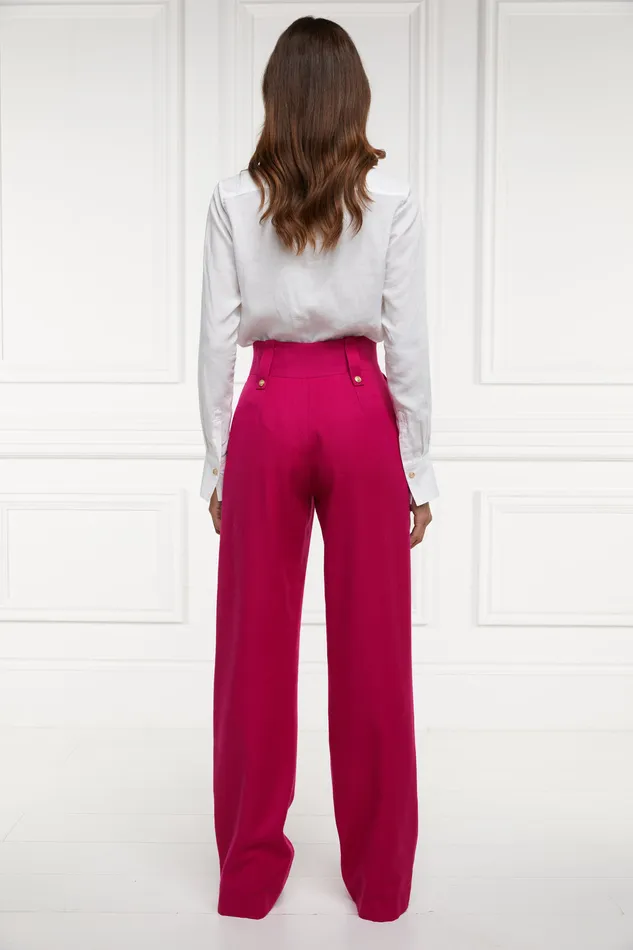 High Waisted Straight Trouser Hot Pink Barathea Women Holland Cooper Trousers
