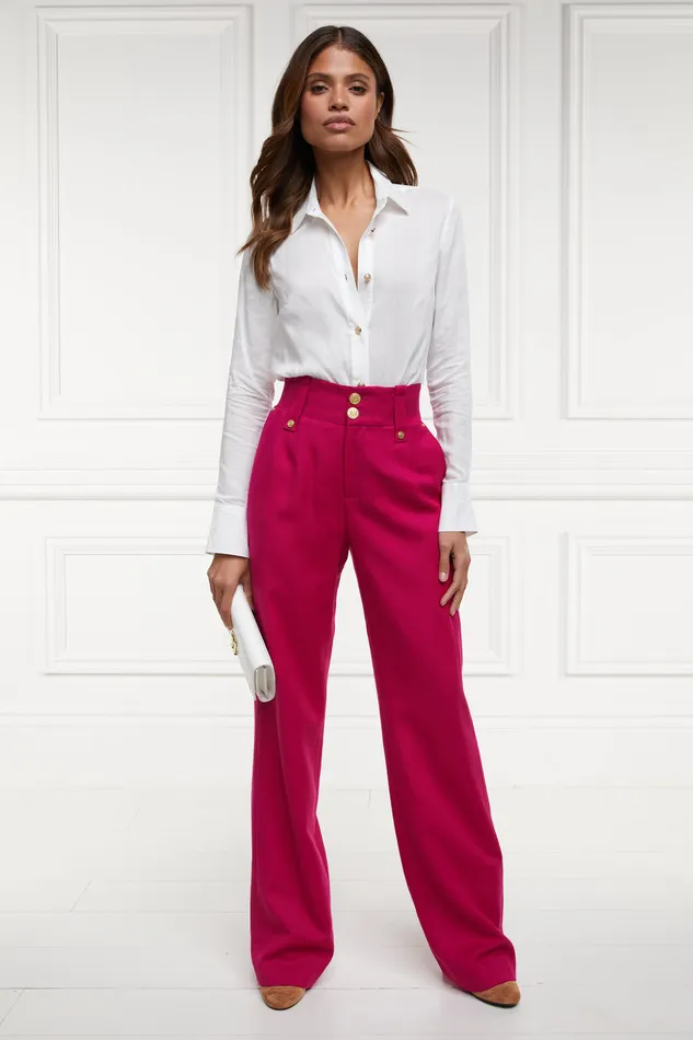 High Waisted Straight Trouser Hot Pink Barathea Women Holland Cooper Trousers